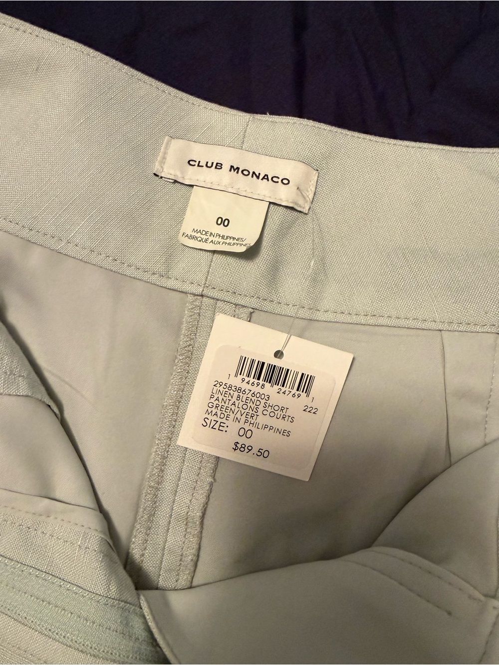 Club Monaco Shorts with Front Pockets (Light Green) - Picture 8 of 8